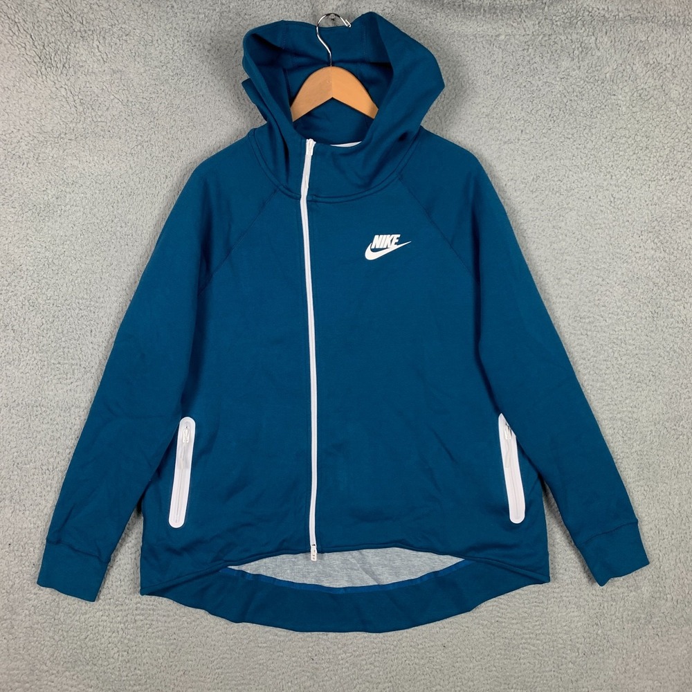 Nike Tech Fleece‎ Hoodie Women's 1X Blue Force Cape Asymmetrical Zip AQ9427-474